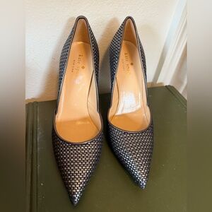 KATE SPADE Women's 6 B  Stilleto Pumps Kate Spade gunmetal woven textured new